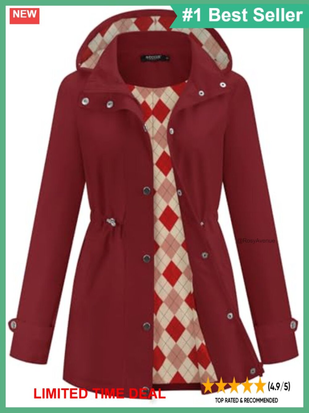 Waterproof Lightweight Hooded Rain Jacket Anorak